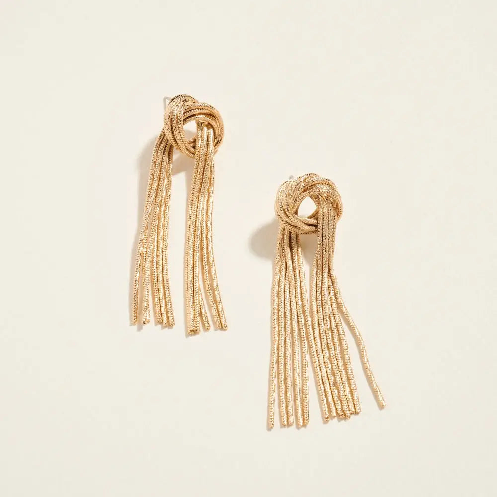 Gold Knotted Tassel Earrings