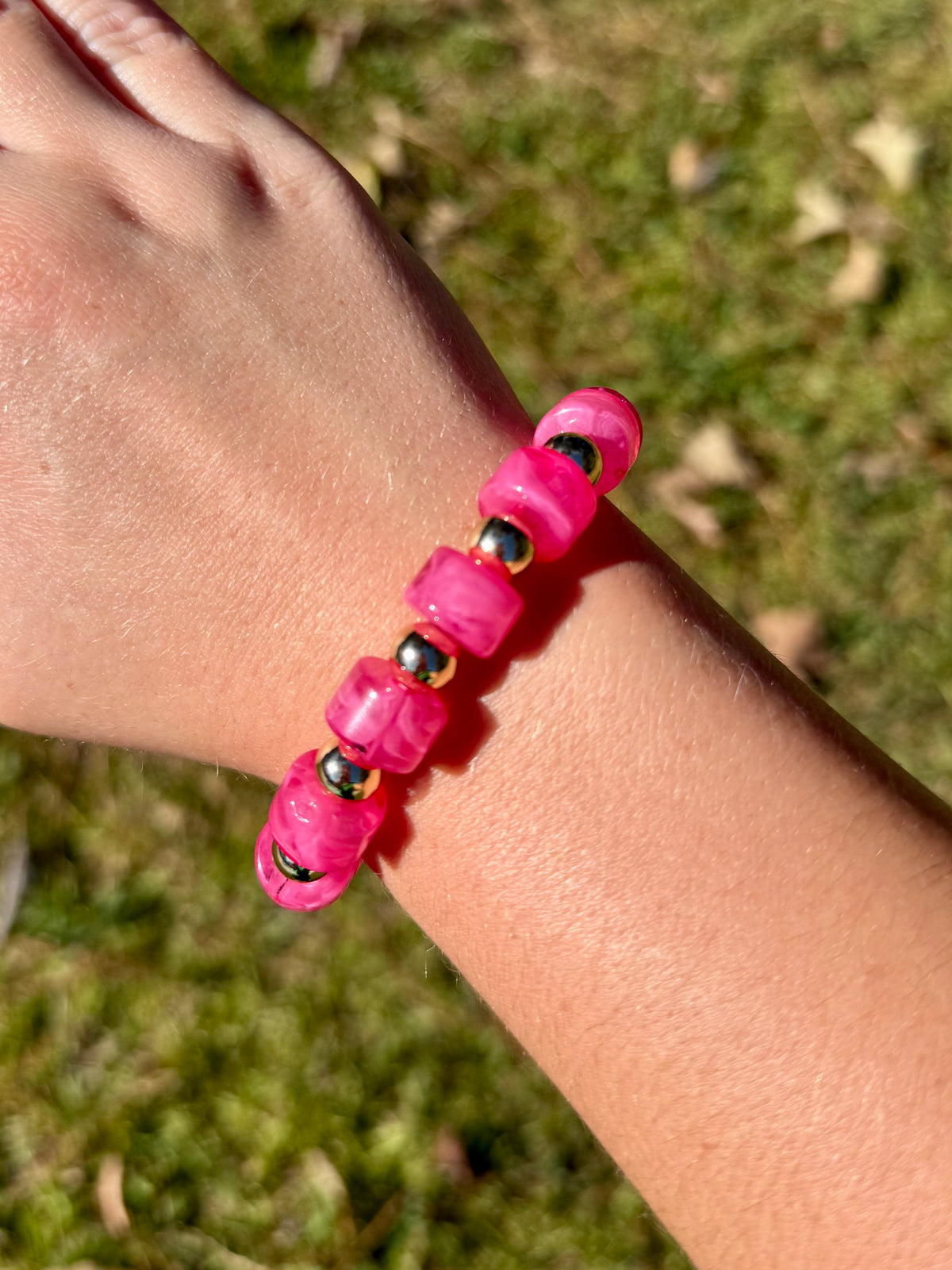 Chunky Elastic Beaded Bracelet