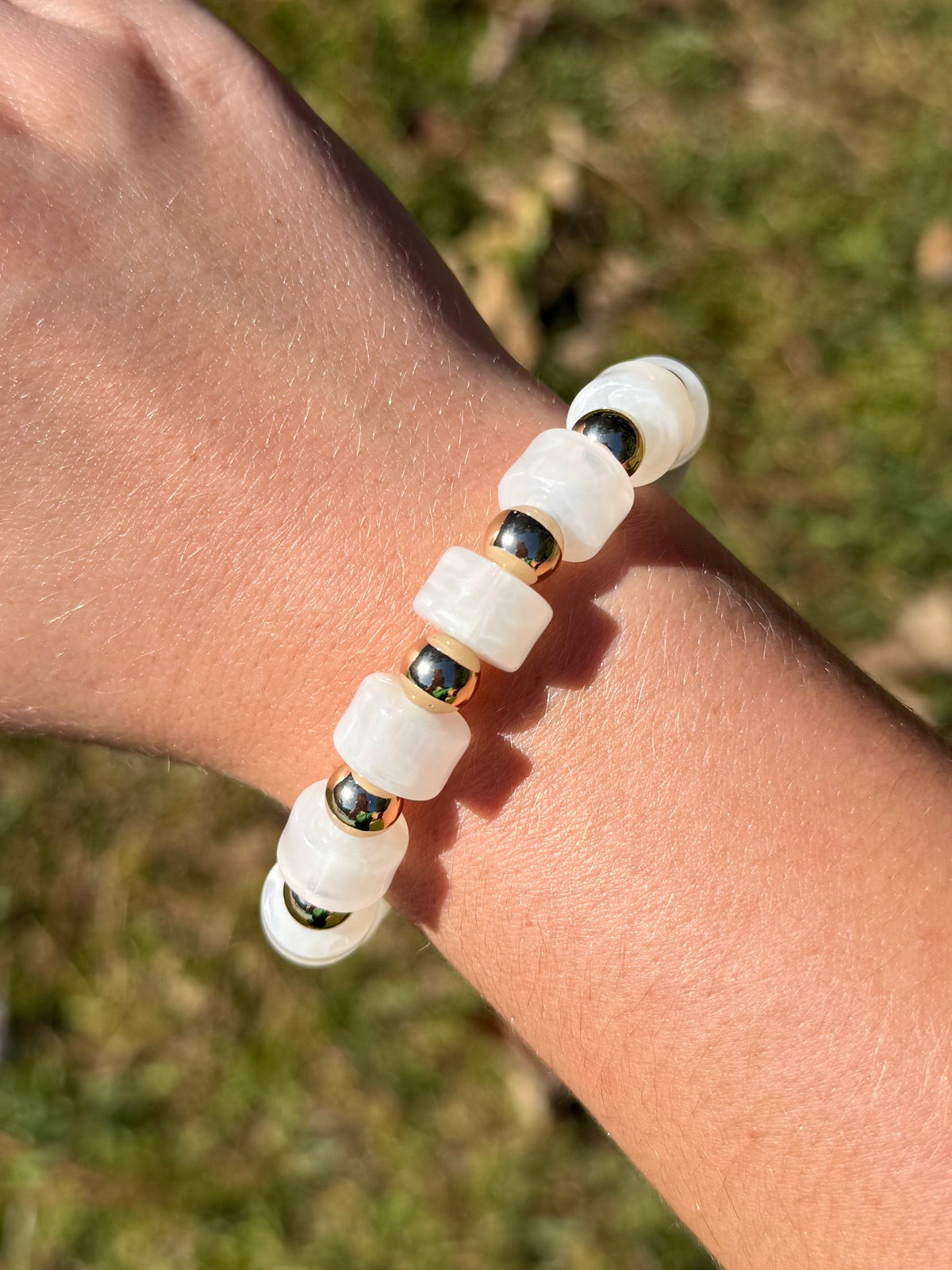 Chunky Elastic Beaded Bracelet