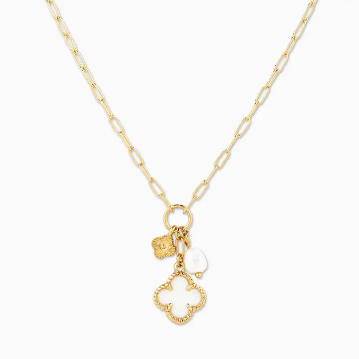 White Clover Charm Necklace