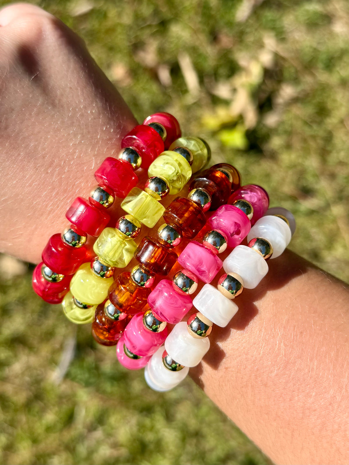 Chunky Elastic Beaded Bracelet