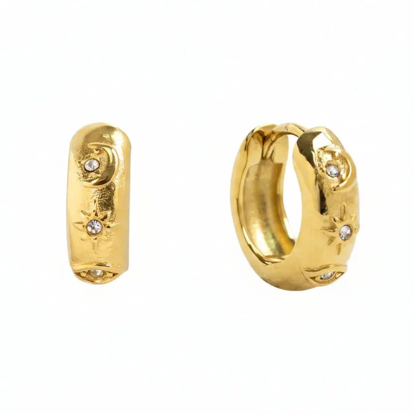 Gold Celestial Hoop Earrings