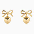 Gold Heart & Bow Earrings