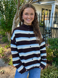 Brown Striped Knit Cardigan