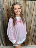 Pink Striped Bow Sweatshirt