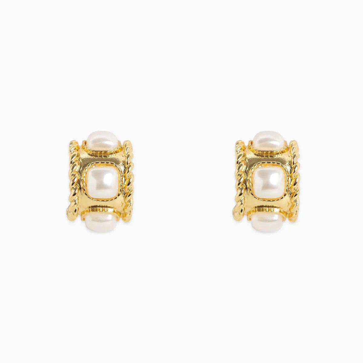 Gold & Pearl Statement Hoop Earrings