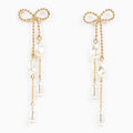 Gold & Pearl Bow Earrings