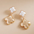 Gold & Pearl Clover Dangle Earrings