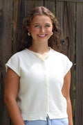 Cream Sleeveless Cardigan Top