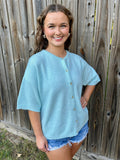 Icy Blue Oversized Cardigan Top