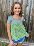 Green Floral Tank Top