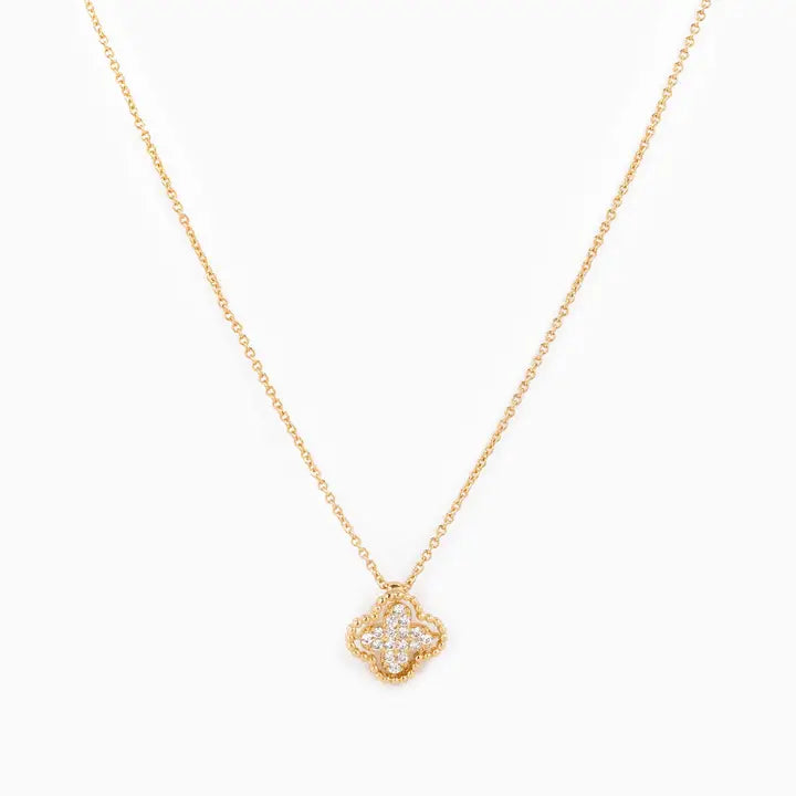 Pave Gold Clover Necklace